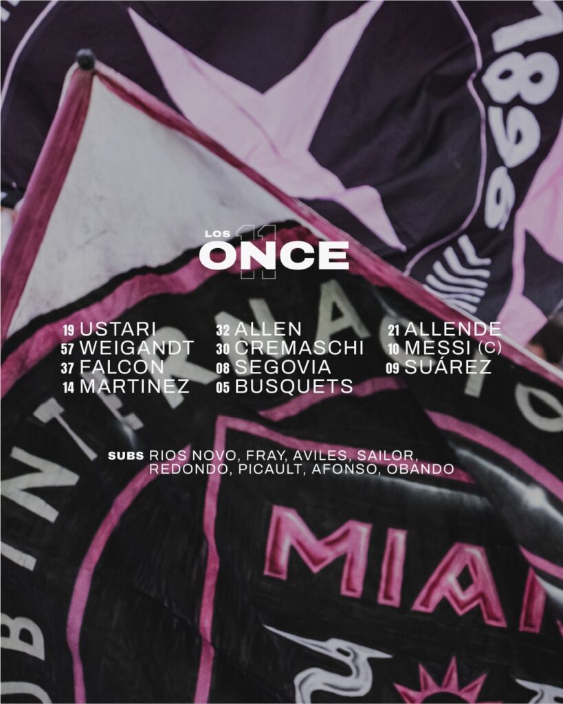 El XI de Inter Miami para este partido. 
