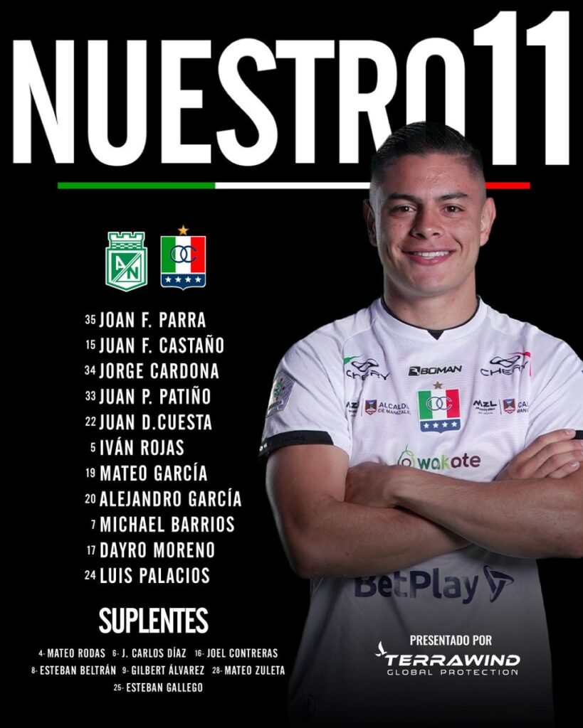 Los 11 de Once Caldas hoy vs Atlético Nacional