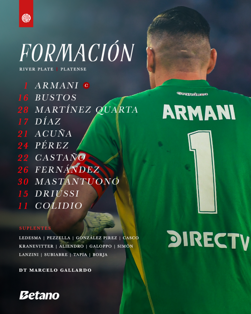 Confirmada la formación de River hoy.