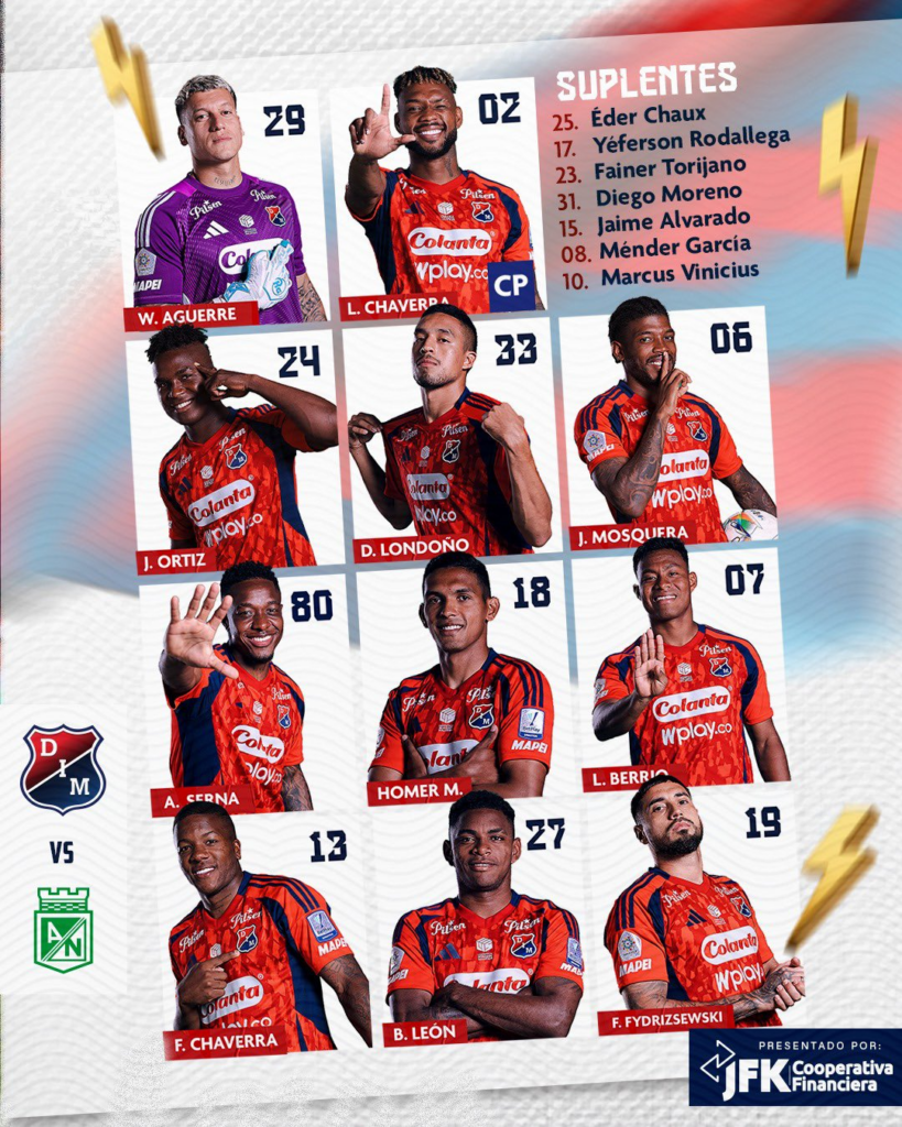 Formación confirmada de Independiente Medellín.