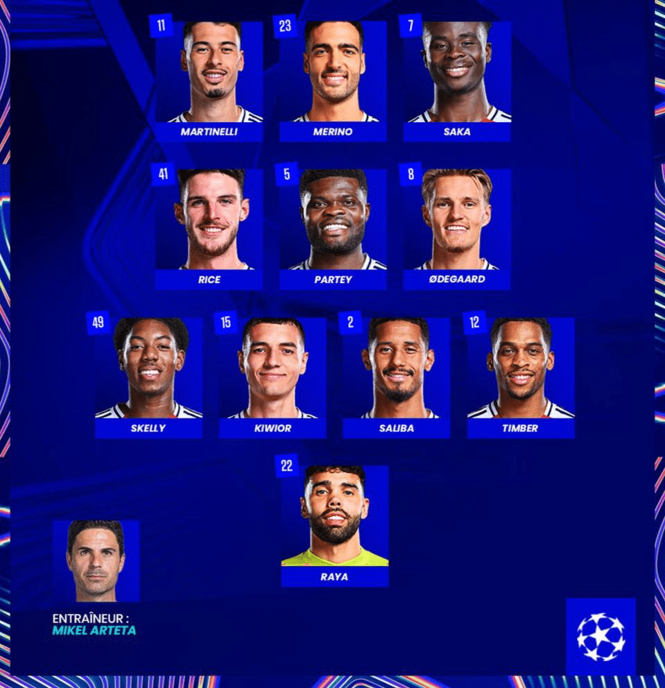 Alineación de Arsenal confirmada vs PSG.