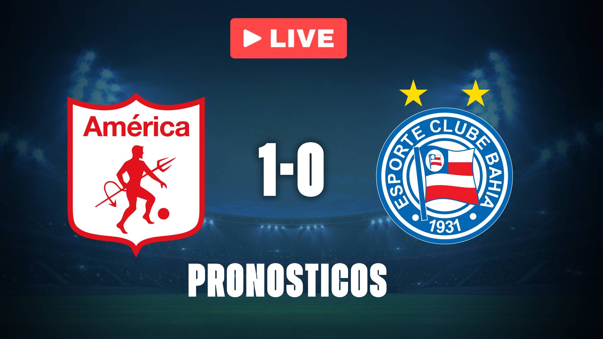 América de Cali 1-0 Bahía: pronóstico, probabilidades y cuotas EN VIVO