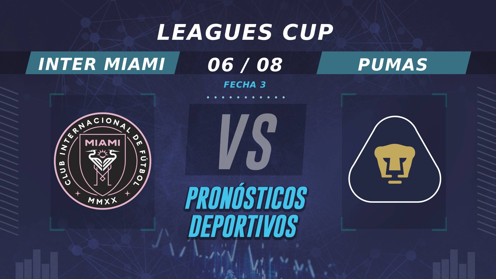 Pronósticos de Inter Miami vs Pumas: ¿Quién es el favorito en la Fecha 3 de la Leagues Cup?