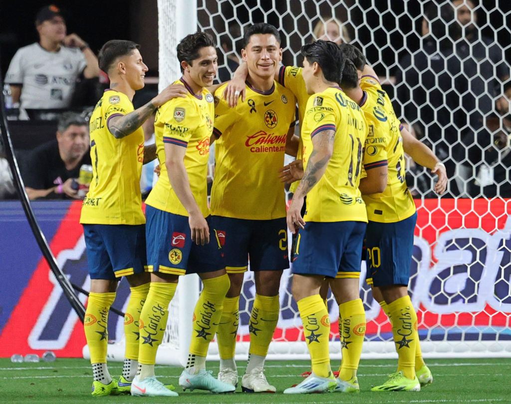 Club América celebrando un gol por Leagues Cup 2025