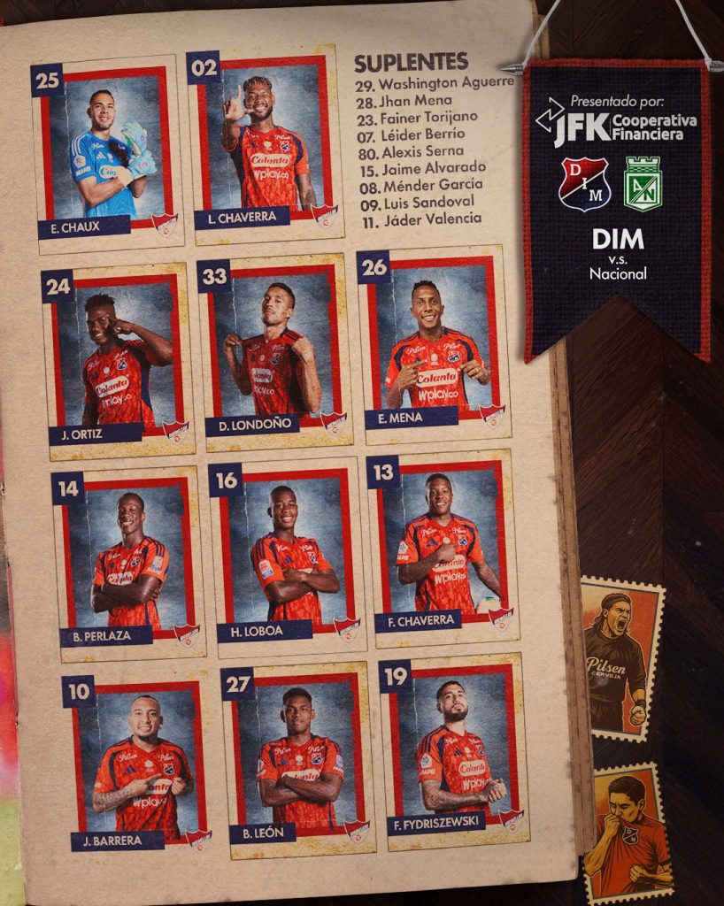 El XI de Independiente Medellín vs Atlético Nacional.