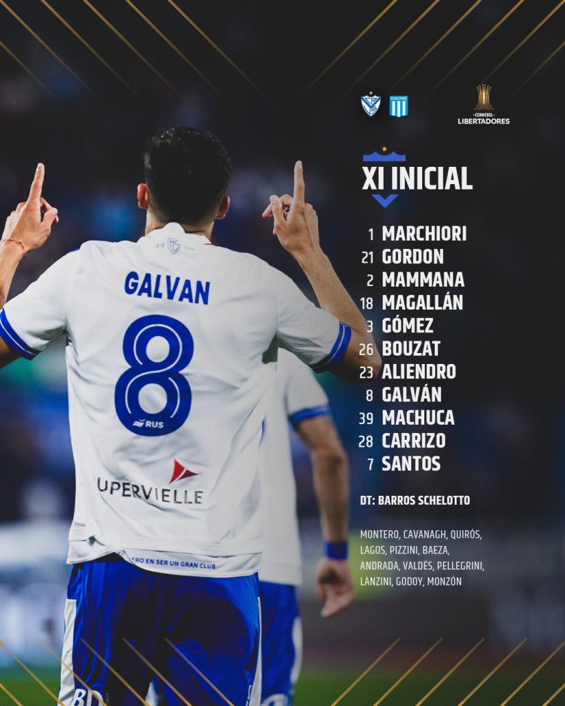 Braian Romero no figura en el XI titular de Vélez vs Racing.