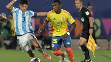 Así fue la lesión de Joel Canchimbo en Colombia vs Argentina. (Getty Images)