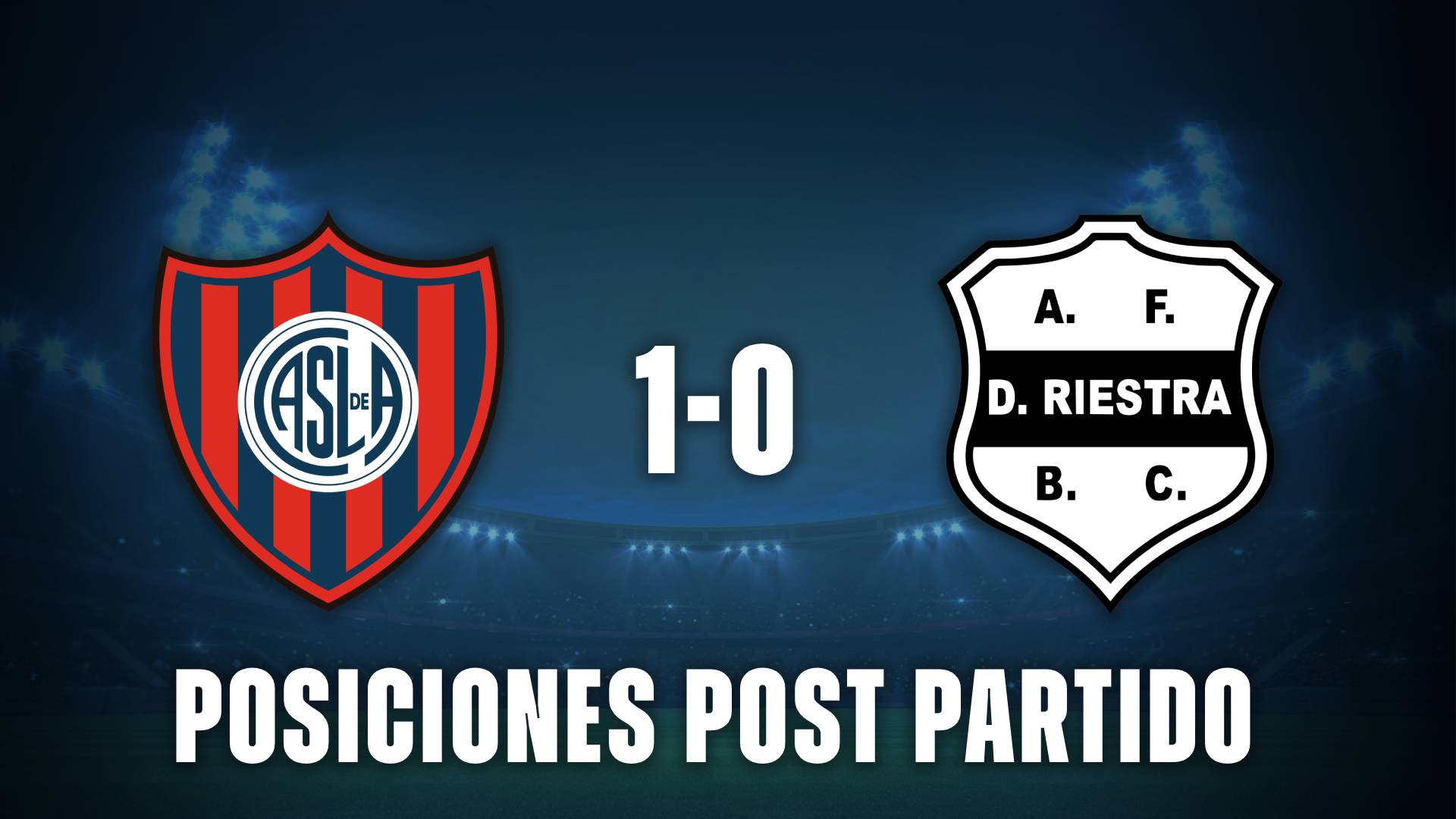 San Lorenzo vs Riestra posiciones post partido