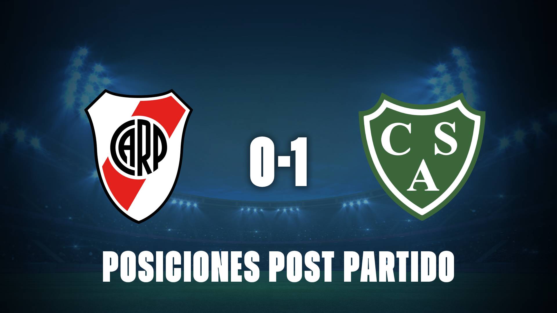 River 0-1 Sarmiento: posiciones post partido y como queda en la Tabla Anual