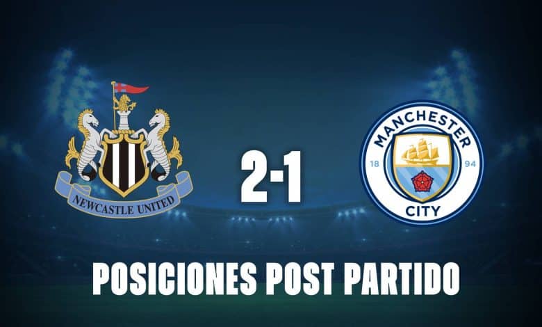 Newcastle 2-1 Manchester City: posiciones post partido en la Premier League