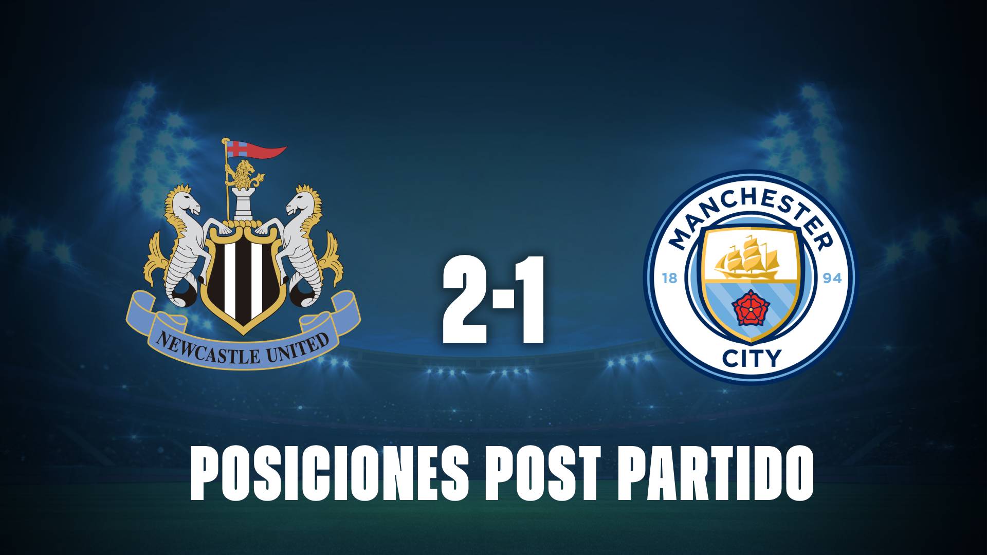 Newcastle 2-1 Manchester City: posiciones post partido en la Premier League