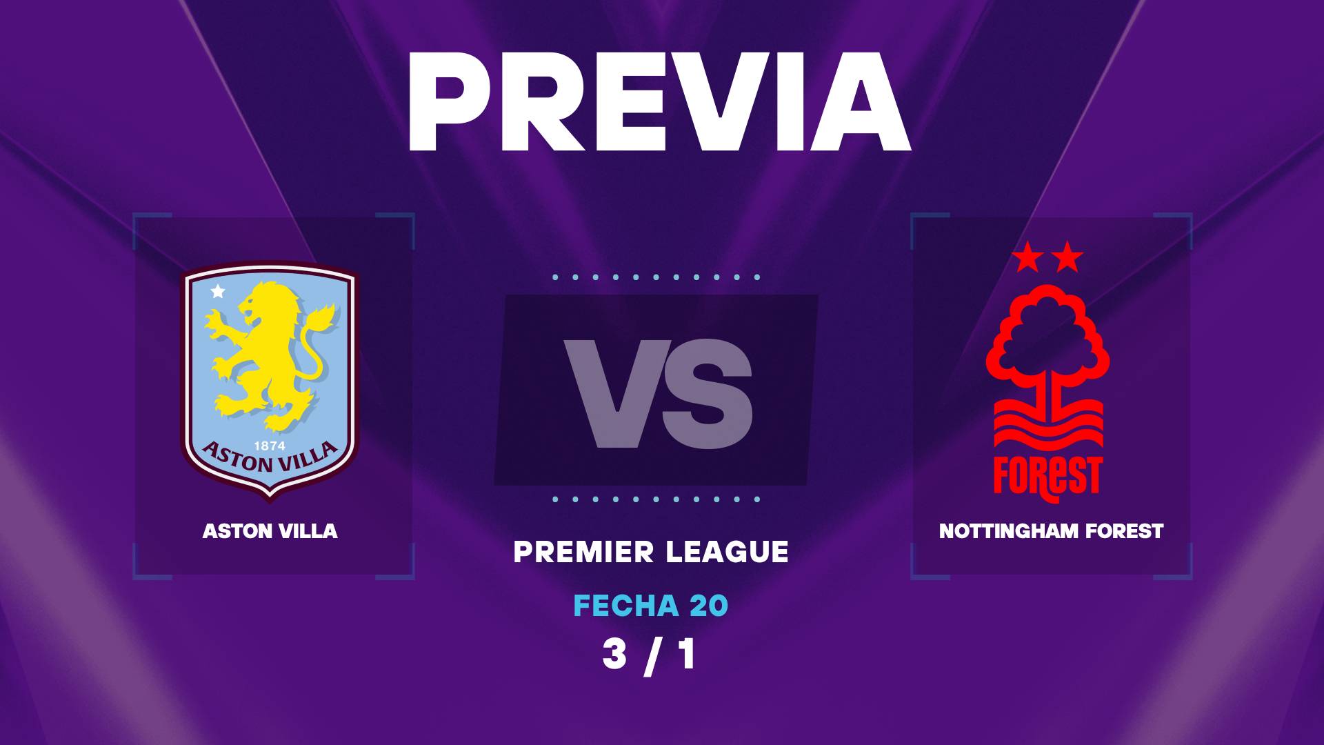 Aston Villa vs Nottingham Forest: donde ver y posibles formaciones