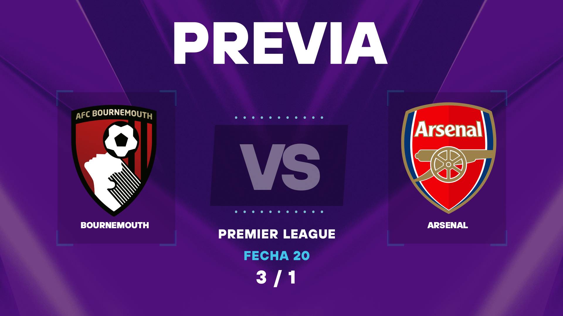 Bournemouth vs Arsenal: cuando juegan y donde ver el partido por Premier League