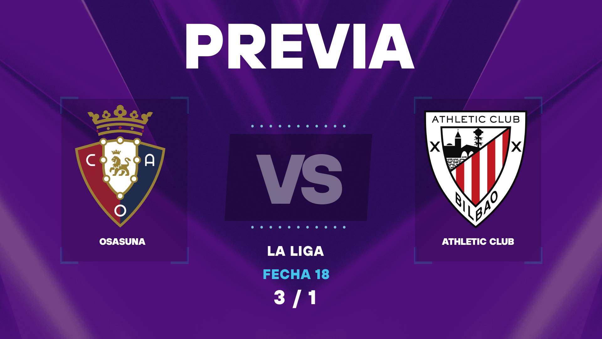 Osasuna vs Athletic: donde ver y horarios para la Jornada 17 de La Liga