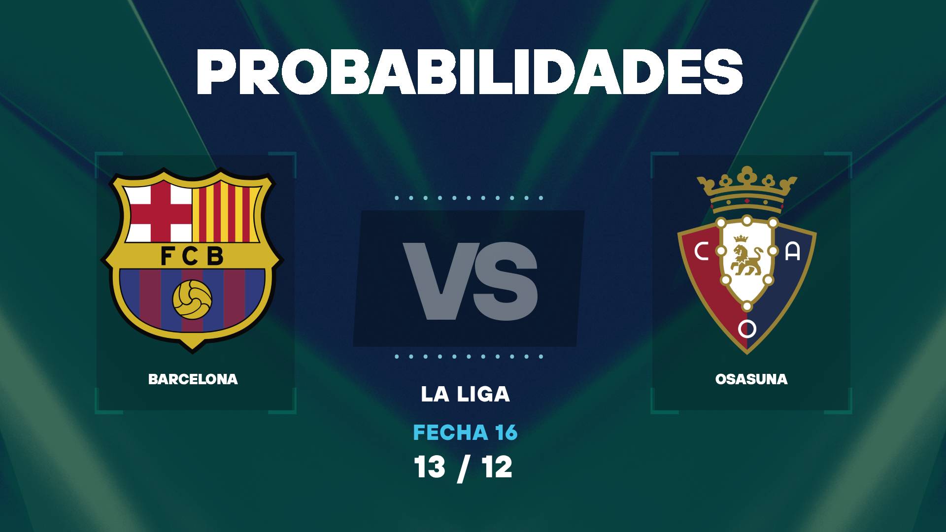 Probabilidades de derrota del Barcelona vs Osasuna por La Liga