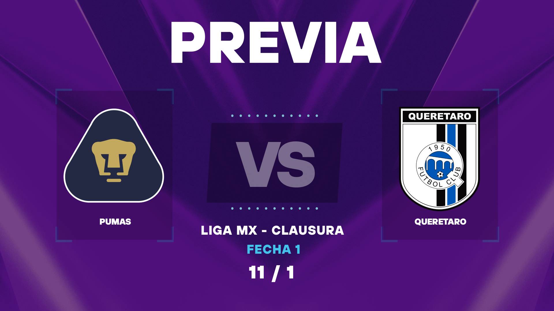 Pumas vs Querétaro: horarios y donde ver el debut en la Liga MX