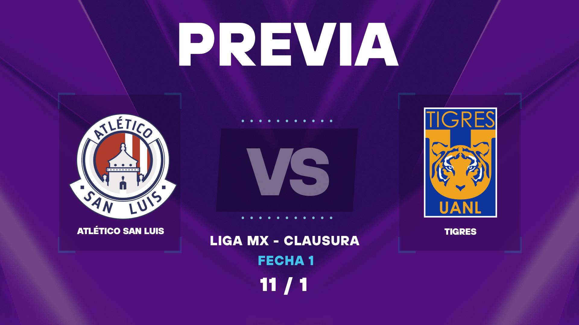 Atlético San Luis vs Tigres: donde ver y cuando juegan por la Jornada 1 de la Liga MX