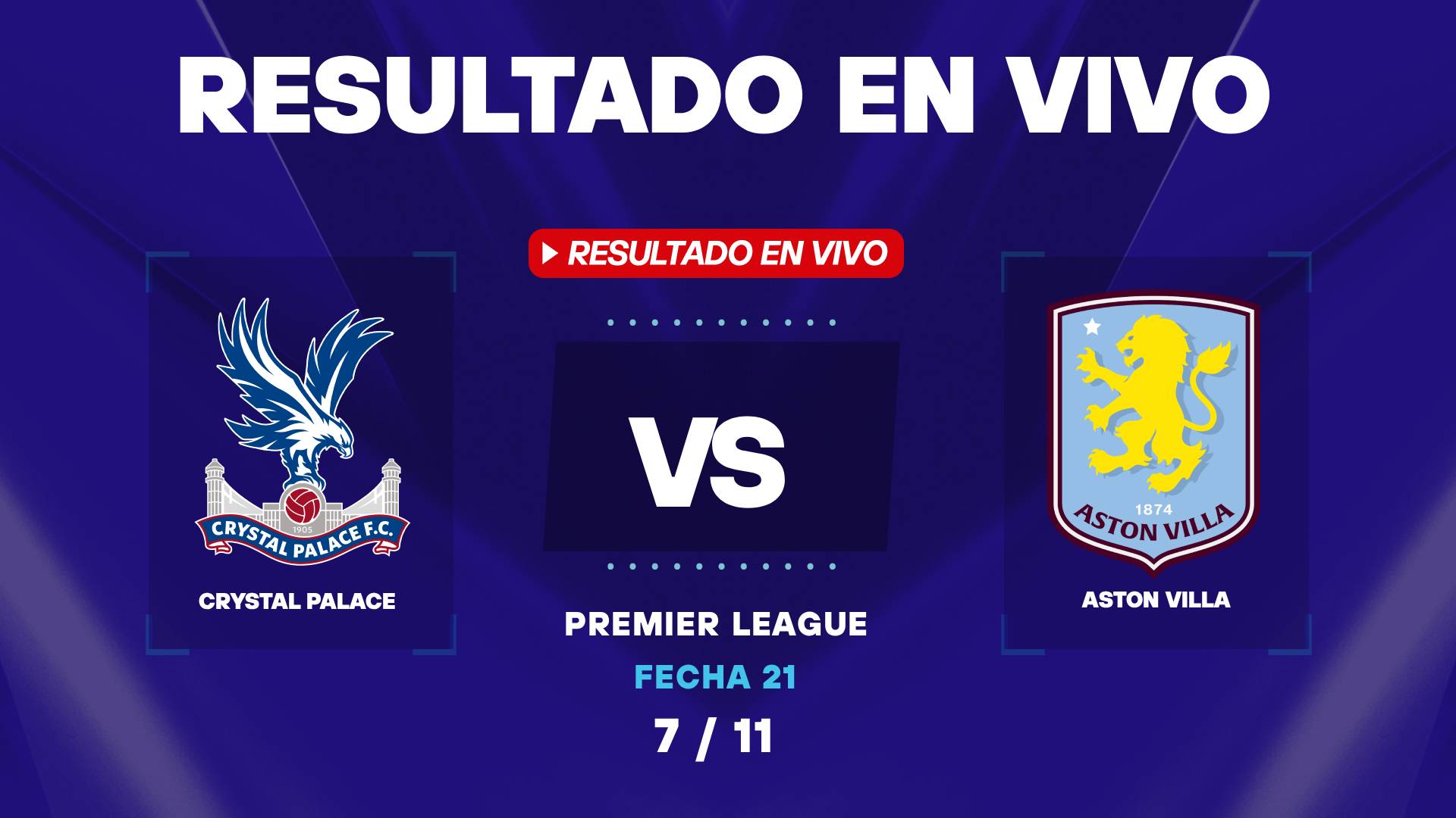 Crystal Palace vs Aston Villa: resultado EN VIVO y estadísticas del duelo por Premier League