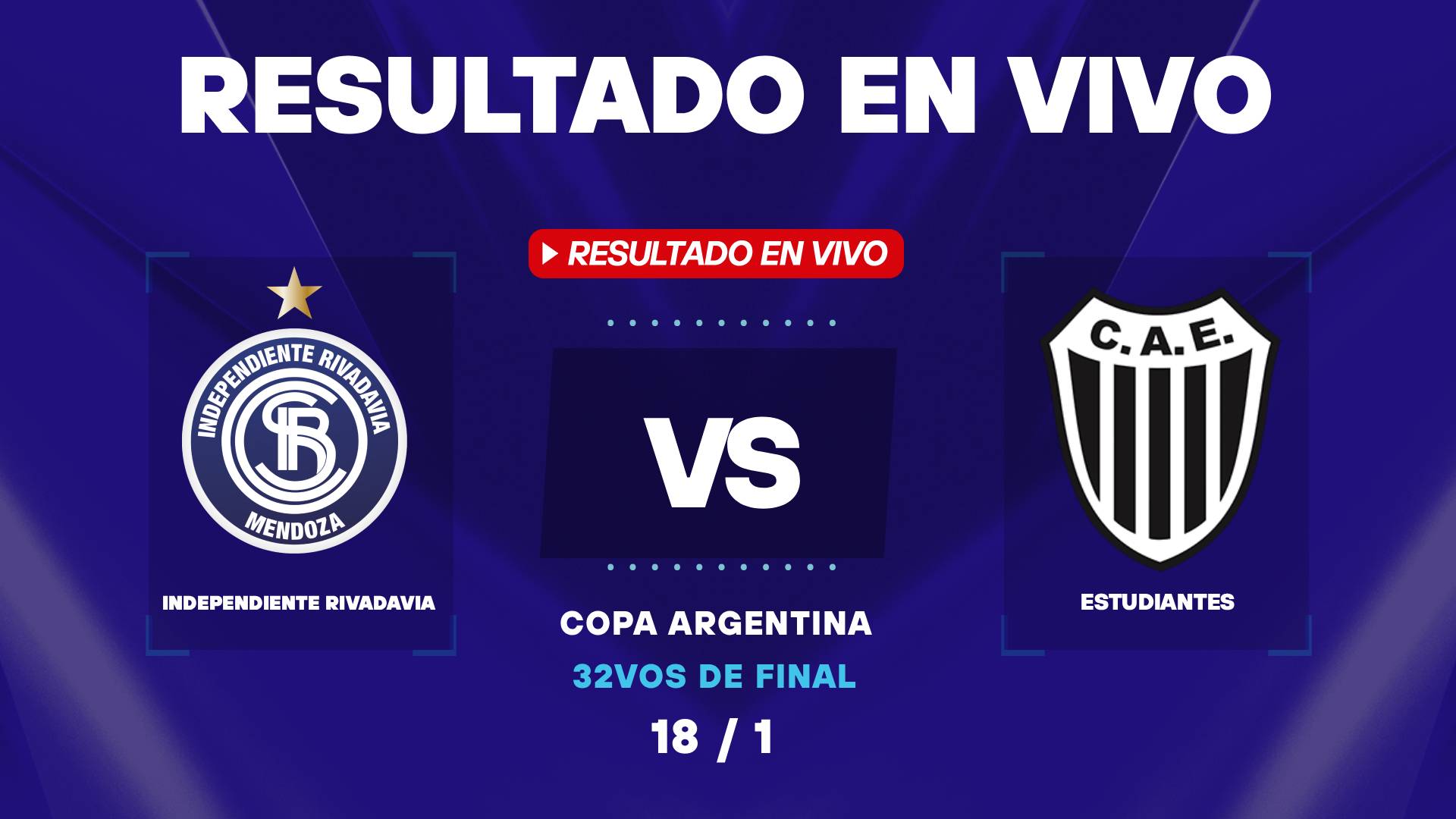 Independiente Rivadavia vs Estudiantes: resultado EN VIVO y estadísticas de la Copa Argentina