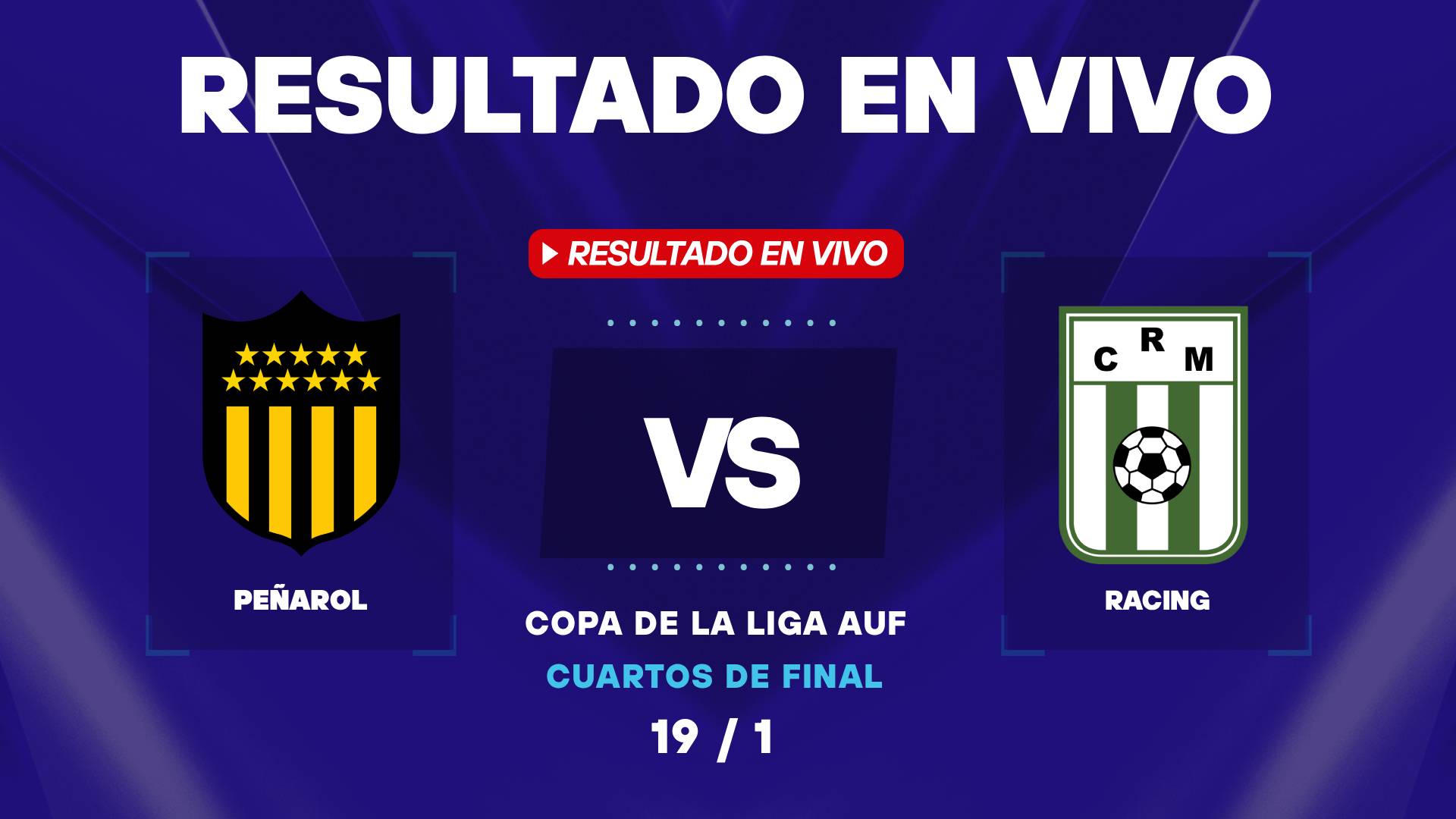 Peñarol vs Racing: resultado EN VIVO y estadísticas de la Copa de la Liga AUF
