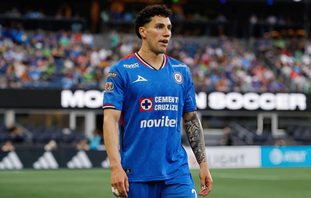 SEATTLE, WASHINGTON - JULY 31: Jorge Sánchez #2 of Cruz Azul looks on during the Leagues Cup Phase One match against the Seattle Sounders at Lumen Field on July 31, 2025 in Seattle, Washington. The Seattle Sounders won 7-0. (Photo by Alika Jenner - Leagues Cup/MLS via Getty Images)
