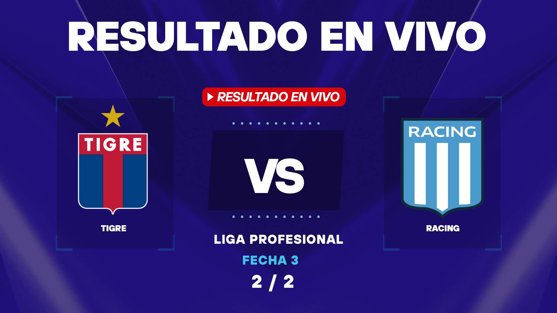 Resultado de Tigre vs Racing Club EN VIVO hoy por el fútbol argentino