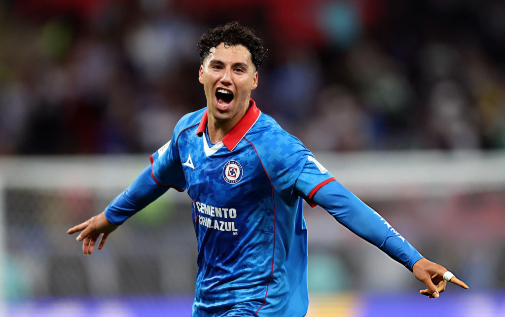 DOHA, QATAR - DECEMBER 10: Jorge Sanchez of Cruz Azul celebrates scoring his team's first goal during the FIFA Derby of the Americas 2025 match between Cruz Azul and CR Flamengo at Ahmad Bin Ali Stadium on December 10, 2025 in Doha, Qatar. (Photo by Jan Kruger - FIFA/FIFA via Getty Images)
