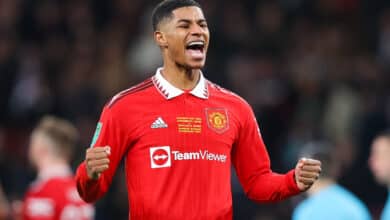 Marcus Rashford of Manchester United celebrates after the Carabao Cup Final
