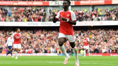 Saka loves a goal against Tottenham in the North London Derby!