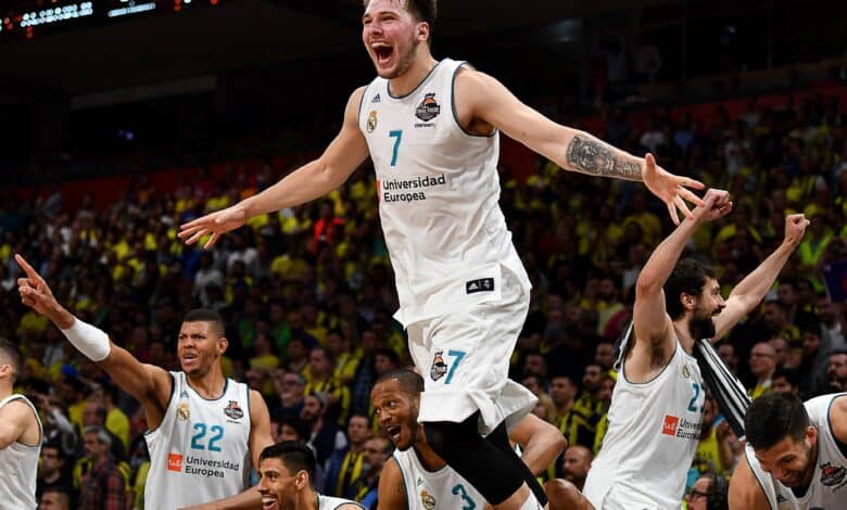 Luka Doncic playing for his home country of Slovenia