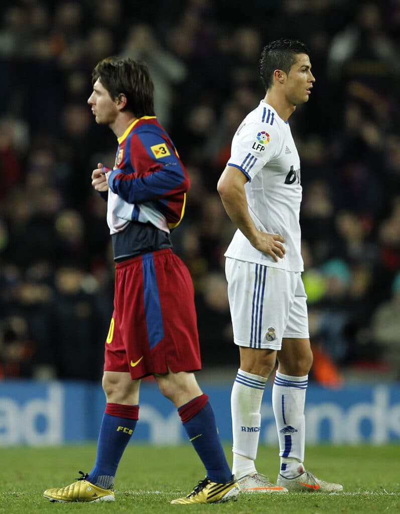 Cristiano Ronaldo of Real Madrid and Lionel Messi of Barcelona