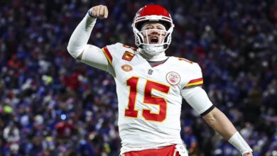 Patrick Mahomes #15 of the Kansas City