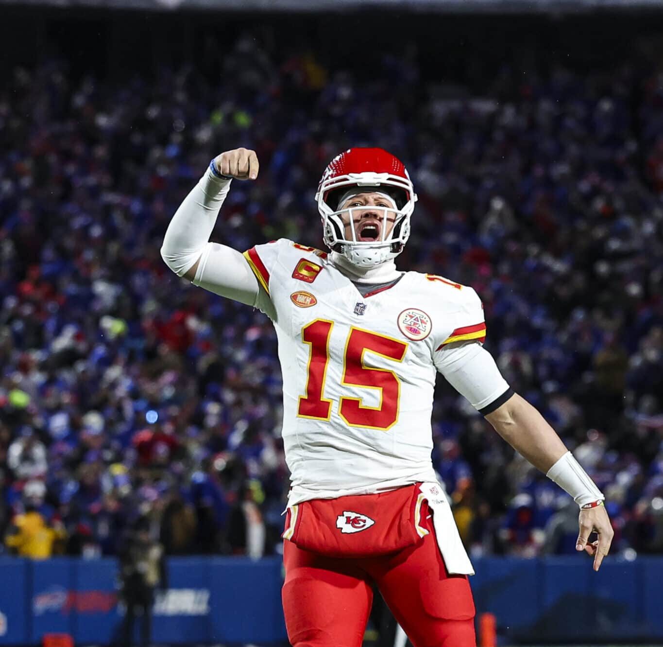 Patrick Mahomes #15 of the Kansas City