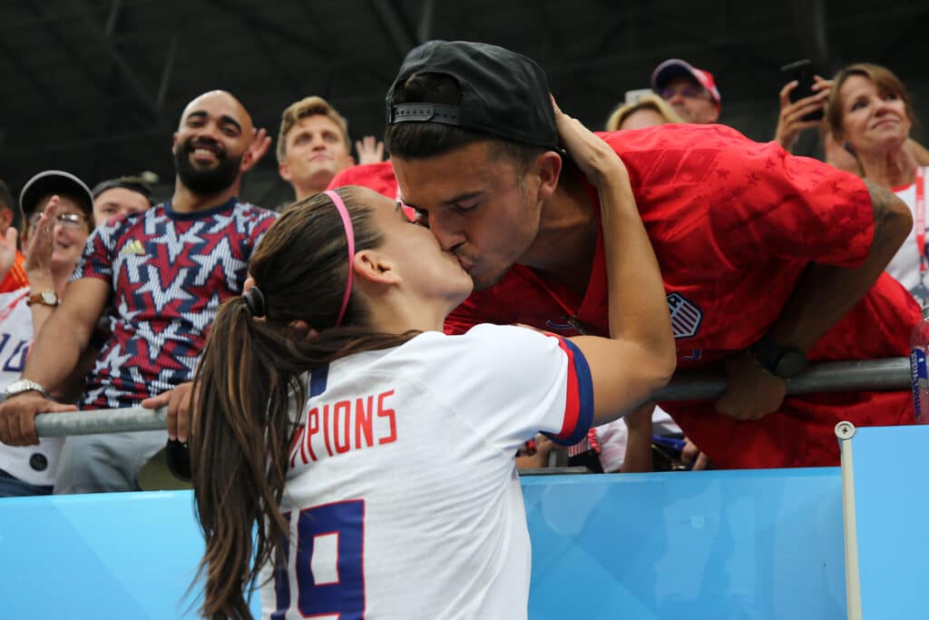 Alex Morgan of the USA celebrates with husband Servando Carrasco