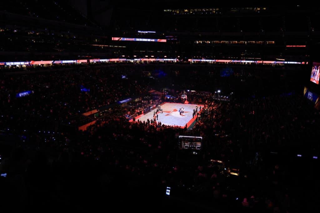 INDIANAPOLIS, INDIANA - FEBRUARY 17: A general view prior to the start of the 2024 NBA State Farm All-Star Saturday Night at Lucas Oil Stadium on February 17, 2024 in Indianapolis, Indiana.