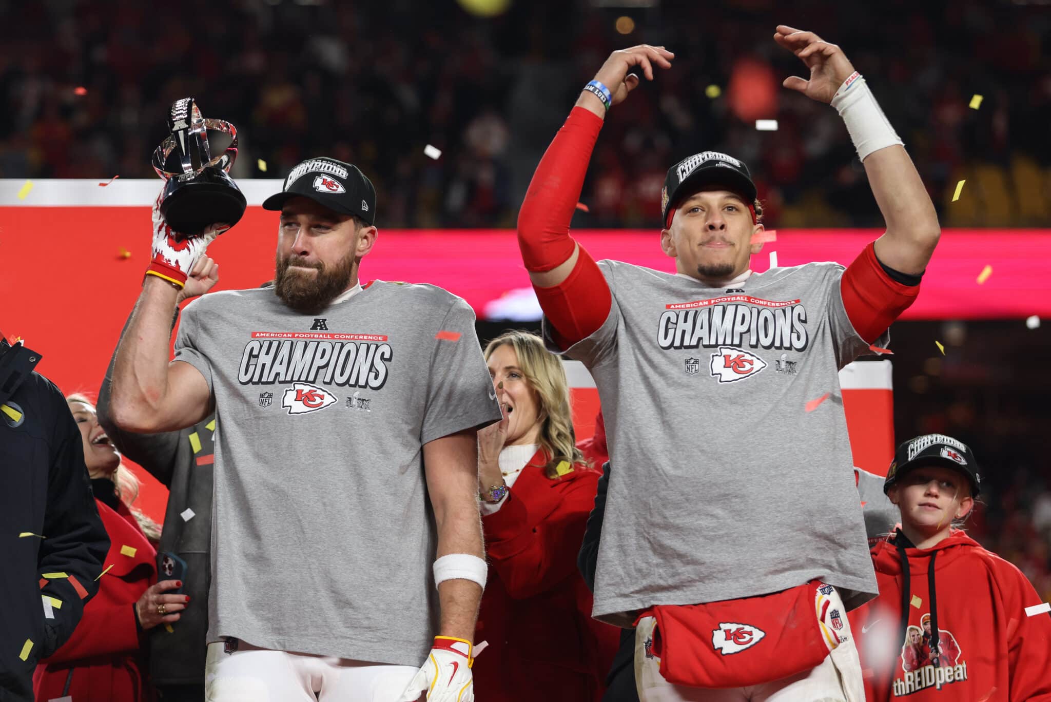 Kansas City Chiefs tight end Travis Kelce and quarterback Patrick Mahomes