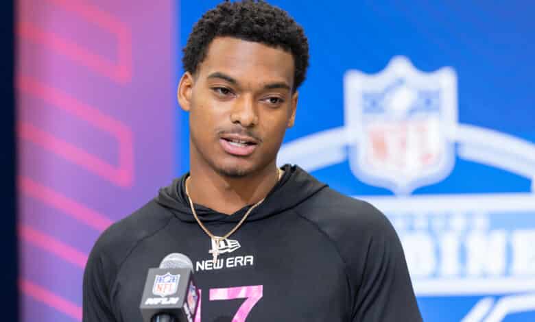 INDIANAPOLIS, INDIANA - FEBRUARY 27: Will Johnson of Michigan speaks to the media during the 2025 NFL Scouting Combine at Lucas Oil Stadium on February 27, 2025 in Indianapolis, Indiana.