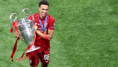 MADRID, SPAIN - JUNE 01: A smiling Trent Alexander-Arnold of Liverpool with the trophy during the UEFA Champions League Final between Tottenham Hotspur and Liverpool at Estadio Wanda Metropolitano on June 1, 2019 in Madrid, Spain.