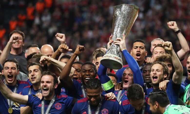 STOCKHOLM, SWEDEN - MAY 24: Wayne Rooney of Manchester United lifts the trophy during the UEFA Europa League Final match between Ajax and Manchester United at Friends Arena on May 24, 2017 in Stockholm, Sweden.