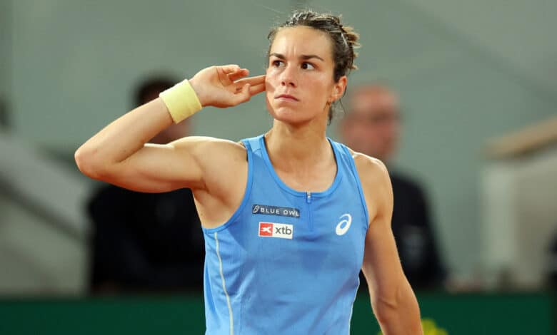 Lois Boisson of France is seen on her way to victory over Mirra Andreeva during their quarter final match on day eleven of the French Open