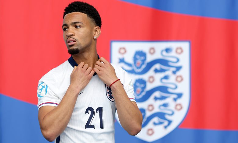 BURTON-UPON-TRENT, ENGLAND - JUNE 06: Ethan Nwaneri of England during media activities at St Georges Park on June 06, 2025 in Burton-upon-Trent, England.