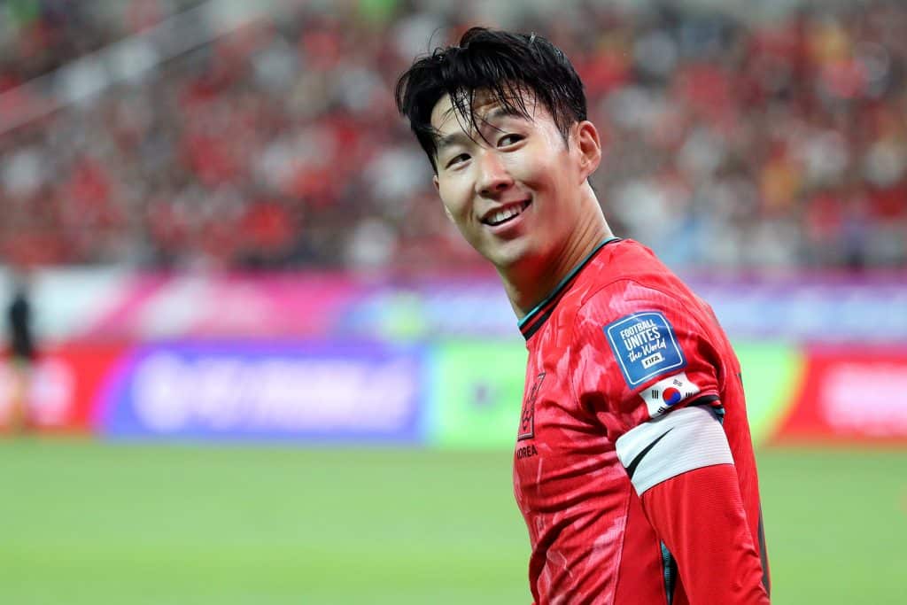 SEOUL, SOUTH KOREA - JUNE 11: Son Heung-min of South Korea  smiles during the FIFA World Cup Asian second qualifier Group C match between South Korea and China at Seoul World Cup Stadium on June 11, 2024 in Seoul, South Korea.  