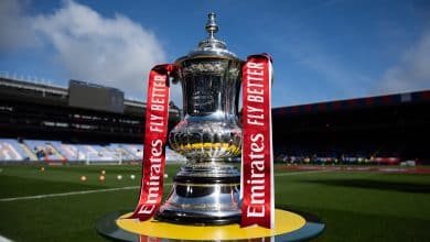 LONDON, ENGLAND - MARCH 1: A close up of FA Cup trophy displayed before the Emirates FA Cup Fifth Round match between Crystal Palace and Millwall at Selhurst Park on March 1, 2025 in London, England.