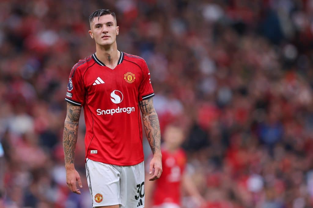 MANCHESTER, ENGLAND - AUGUST 30: Benjamin Sesko of Manchester United during the Premier League match between Manchester United and Burnley at Old Trafford on August 30, 2025 in Manchester, England.