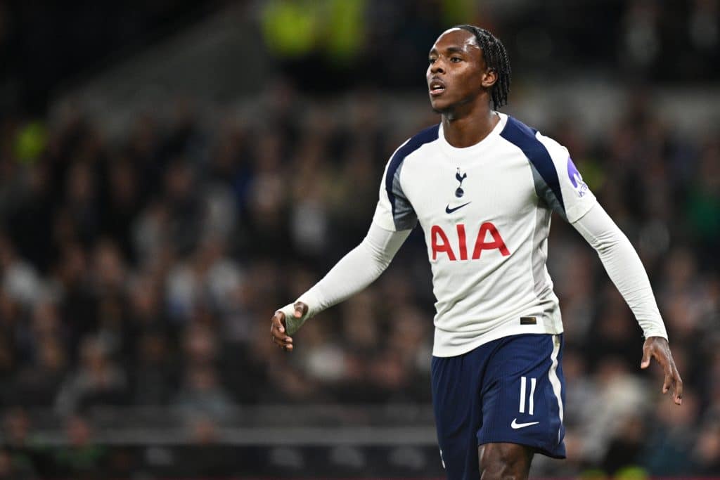 LONDON, ENGLAND - SEPTEMBER 24: Mathys Tel of Tottenham Hotspur during the Carabao Cup Third Round match between Tottenham Hotspur and Doncaster Rovers at Tottenham Hotspur Stadium on September 24, 2025 in London, England.