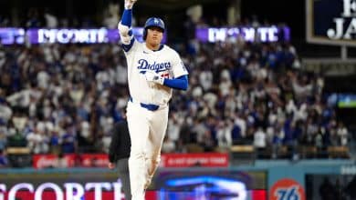 LOS ANGELES, CA - OCTOBER 17: Shohei Ohtani #17 of the Los Angeles Dodgers rounds the bases after hitting a solo home run in the fourth inning during Game Four of the National League Championship Series presented by loanDepot between the Milwaukee Brewers and the Los Angeles Dodgers at Dodger Stadium on Friday, October 17, 2025 in Los Angeles, California.