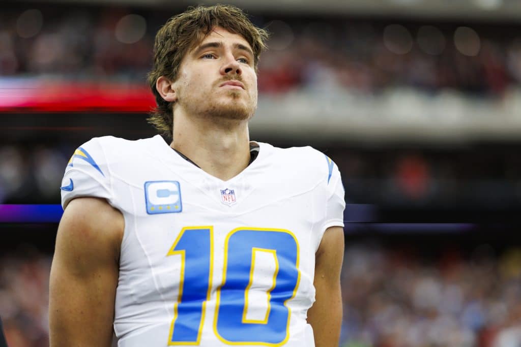 Quarterback Justin Herbert #10 of the Los Angeles Chargers
