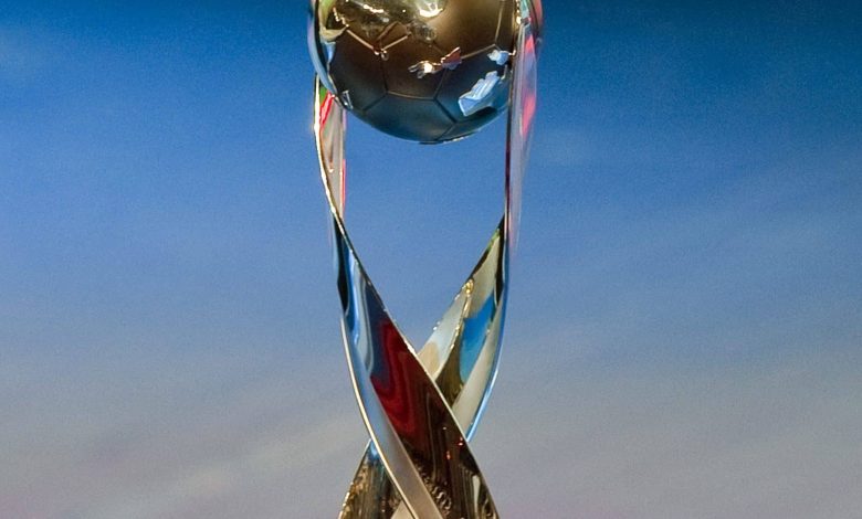 View of the FIFA U-17 World Cup Mexico 2011 trophy, at the Nezahualcoyotl Concert Hall in Mexico City, on May 17 2011. Mexico will face South Korea in the opening match next June 18. AFP PHOTO/Alfredo Estrella
