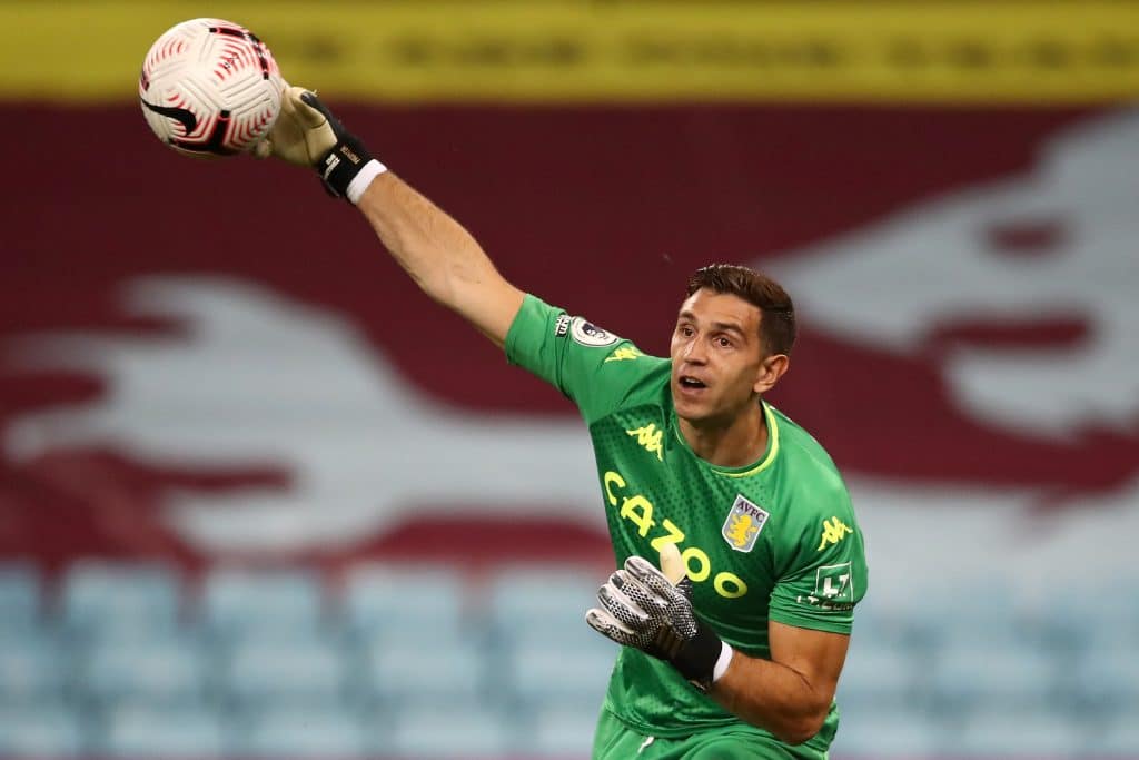 Aston Villa's Argentine goalkeeper Emiliano Martinez