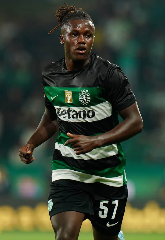 LISBON, PORTUGAL - AUGUST 31:  Geovany Quenda of Sporting CP during the Liga Portugal Betclic match between Sporting CP and FC Porto at Estadio Jose Alvalade on August 31, 2024 in Lisbon, Portugal.  